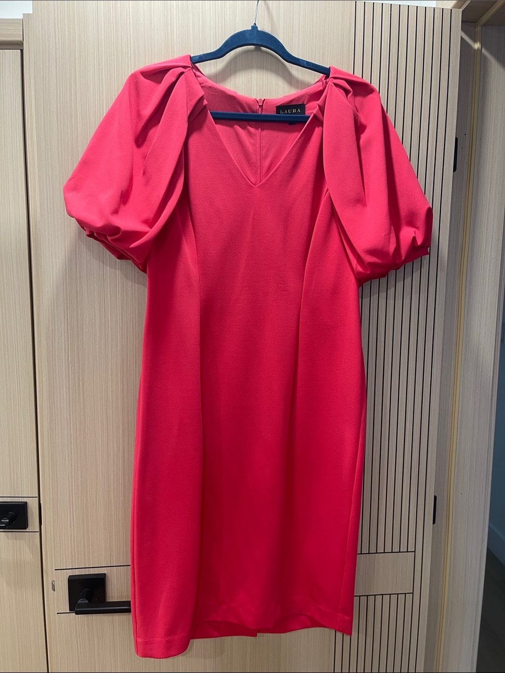 Laura Bright Pink Puff-Sleeve Midi Dress
